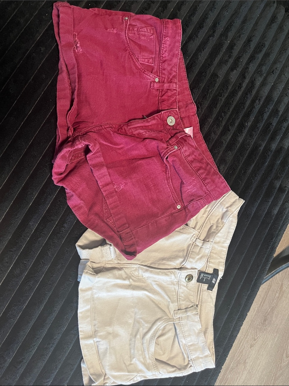 Set of Two Womens Shorts in Wine Red and Beige